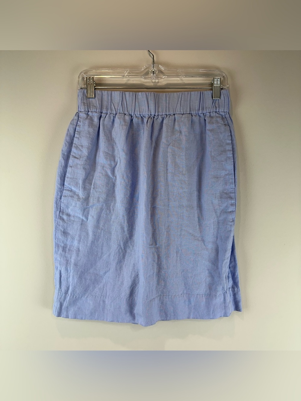 J.Crew Blue Beauchamps 100% Linen Elastic Pull On Lined Casual Skirt Size XS